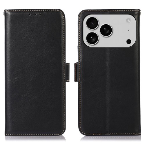 Skórzane Etui Pokrowiec RFID do iPhone 17 Pro Max czarny