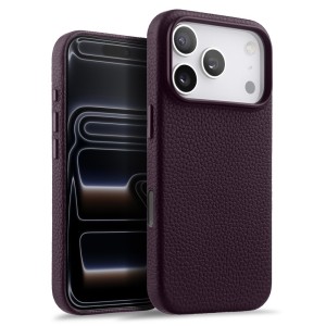 MELKCO Skórzane Etui Obudowa MagSafe do iPhone 17 Pro Max fioletowe