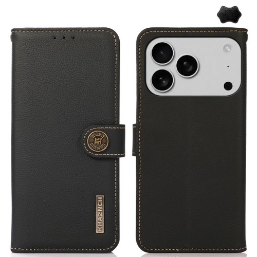 Skórzane Etui KHAZNEH z RFID do iPhone 17 Pro Max czarne