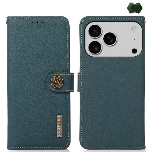 Skórzane Etui KHAZNEH z RFID do iPhone 17 Pro Max zielone