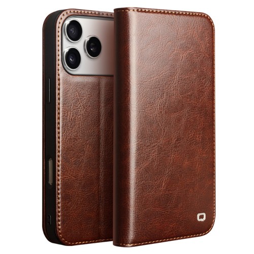 QIALINO Eleganckie Skórzane Etui do iPhone 17 Pro Max brązowe