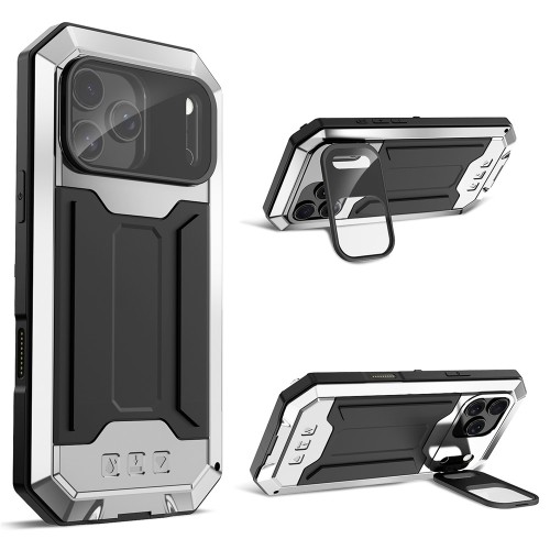 R-JUST Pancerne Etui Antywstrząsowe do iPhone 17 Pro Max srebrne