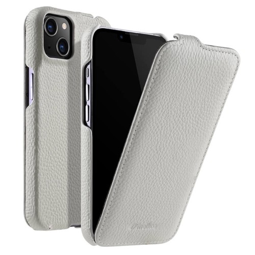 MELKCO MagSafe Skórzane Etui Pionowe do iPhone 13 mini białe