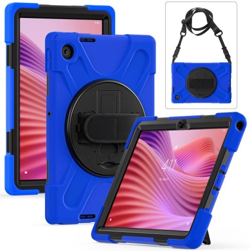 Pancerne Etui z Uchwytem i Paskiem do Lenovo Tab 10.1 2025 niebieskie