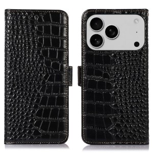 Eleganckie Skórzane Etui Pokrowiec do iPhone 17 Pro czarne