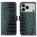 Eleganckie Skórzane Etui Pokrowiec do iPhone 17 Pro zielone