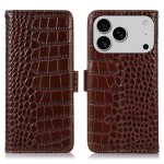 Eleganckie Skórzane Etui Pokrowiec do iPhone 17 Pro brązowe