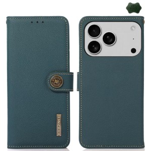 Skórzane Etui KHAZNEH z RFID do iPhone 17 Pro zielone