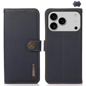 Skórzane Etui KHAZNEH z RFID do iPhone 17 Pro granatowe