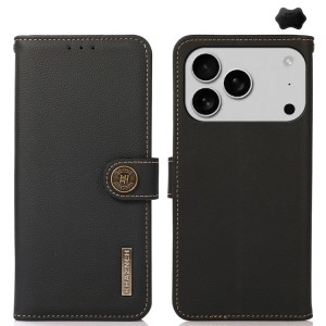 Skórzane Etui KHAZNEH z RFID do iPhone 17 Pro czarne