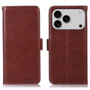 Skórzane Etui Pokrowiec RFID do iPhone 17 Pro brązowy