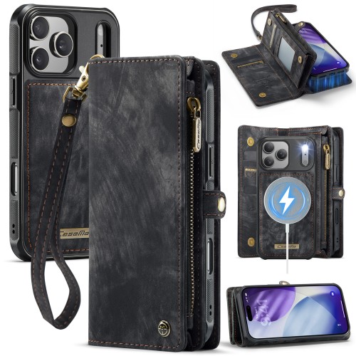 Czarne Etui CaseMe Pokrowiec Portfel do iPhone 17 Pro