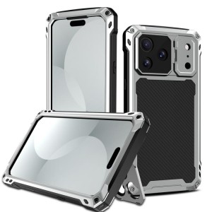 Mocne Pancerne Etui Antywstrząsowe do iPhone 17 Pro srebrne