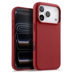 MELKCO Skórzane Etui Obudowa MagSafe do iPhone 17 Pro czerwone