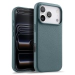 MELKCO Skórzane Etui Obudowa MagSafe do iPhone 17 Pro niebieskie