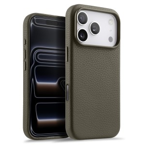 MELKCO Skórzane Etui Obudowa MagSafe do iPhone 17 Pro szare
