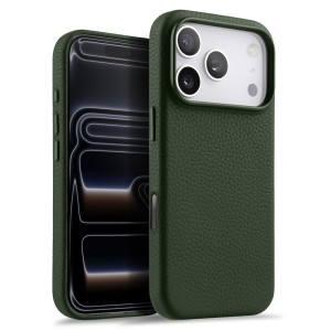 MELKCO Skórzane Etui Obudowa MagSafe do iPhone 17 Pro zielone