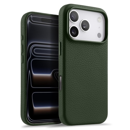 MELKCO Skórzane Etui Obudowa MagSafe do iPhone 17 Pro zielone