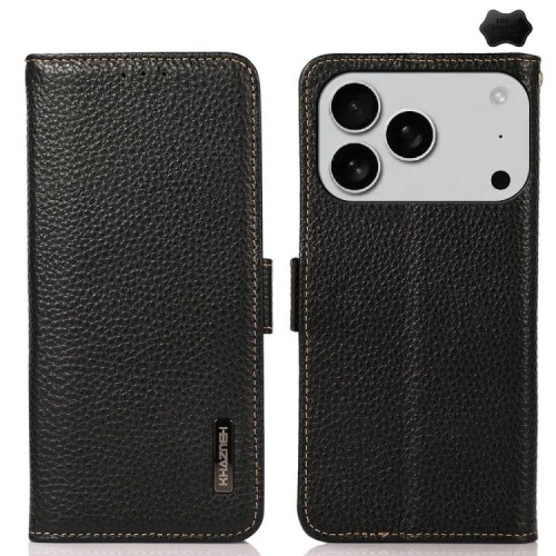 Skórzane Etui Pokrowiec RFID do iPhone 17 Pro czarny