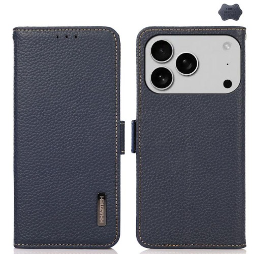 Skórzane Etui Pokrowiec RFID do iPhone 17 Pro granatowy