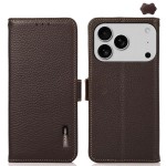 Skórzane Etui Pokrowiec RFID do iPhone 17 Pro brązowy
