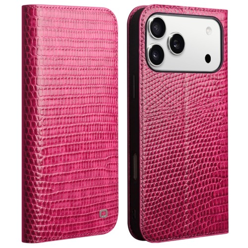 QIALINO Eleganckie Skórzane Etui Pokrowiec do iPhone 17 Pro różowe