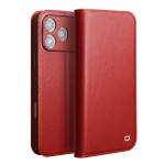 QIALINO Eleganckie Matowe Skórzane Etui do iPhone 17 Pro czerwone