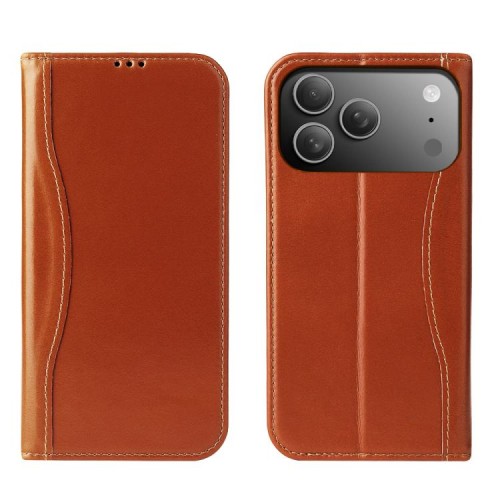 Skórzane Etui Pokrowiec Fierre Shann do iPhone 17 Pro brązowy