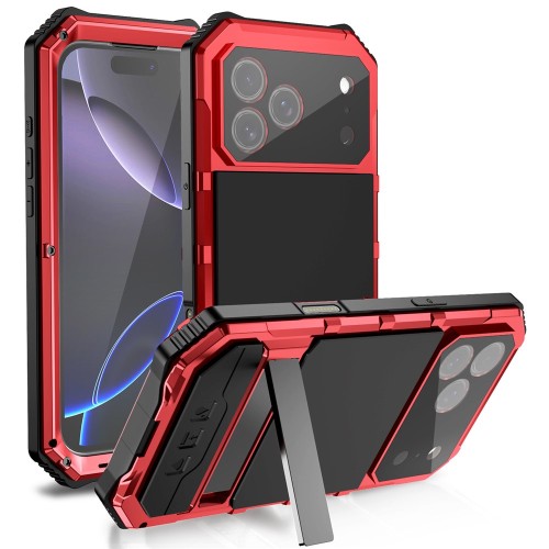 R-JUST Pancerne Etui Antywstrząsowe do iPhone 17 Pro czerwone