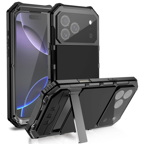 R-JUST Pancerne Etui Antywstrząsowe do iPhone 17 Pro czarne