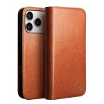 QIALINO Eleganckie Skórzane Etui do iPhone 17 Pro brązowe jasne