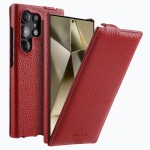 MELKCO Skórzane Etui z Klapką do Samsung Galaxy S24 Ultra czerwone