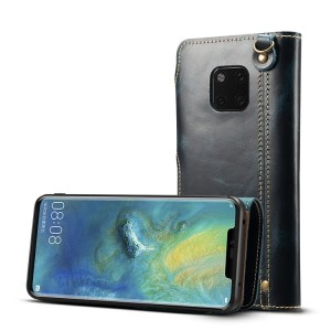 Skórzany Portfel Pokrowiec Etui do Huawei Mate 20 Pro granatowy