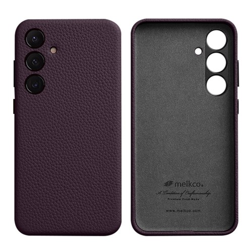 MELKCO Skórzane Etui Plecki Obudowa do Samsung Galaxy S24 fioletowe
