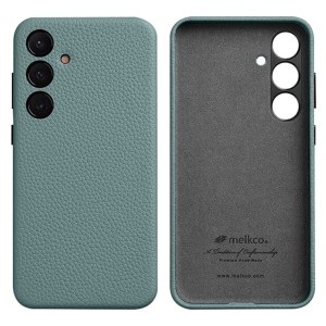 MELKCO Skórzane Etui Plecki Obudowa do Samsung Galaxy S24 niebieskie