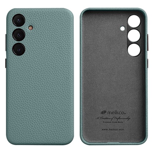 MELKCO Skórzane Etui Plecki Obudowa do Samsung Galaxy S24 niebieskie