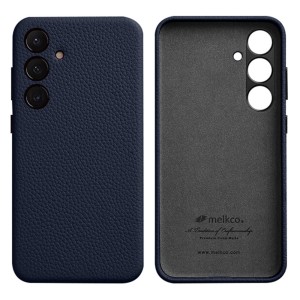 MELKCO Skórzane Etui Plecki Obudowa do Samsung Galaxy S24 granatowe