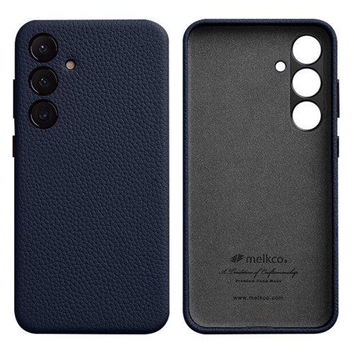 MELKCO Skórzane Etui Plecki Obudowa do Samsung Galaxy S24 granatowe