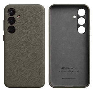 MELKCO Skórzane Etui Plecki Obudowa do Samsung Galaxy S24 szare