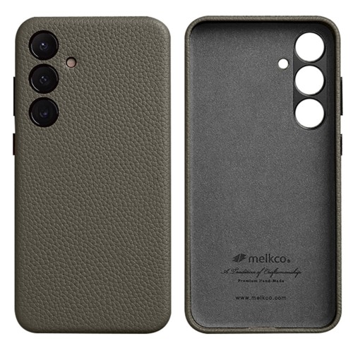 MELKCO Skórzane Etui Plecki Obudowa do Samsung Galaxy S24 szare