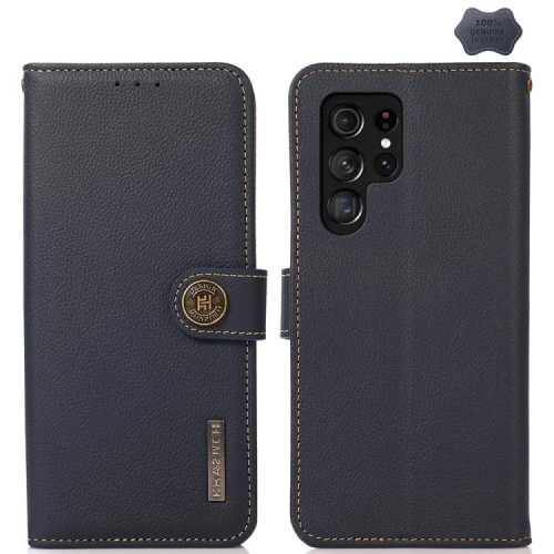 KHAZNEH Skórzane Etui do Samsung Galaxy S26 Ultra niebieskie