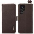 KHAZNEH Skórzane Etui Pokrowiec FRID do Samsung Galaxy S26 Ultra brązowe