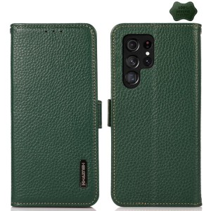 KHAZNEH Skórzane Etui Pokrowiec FRID do Samsung Galaxy S26 Ultra zielone