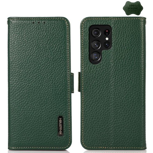 KHAZNEH Skórzane Etui Pokrowiec FRID do Samsung Galaxy S26 Ultra zielone