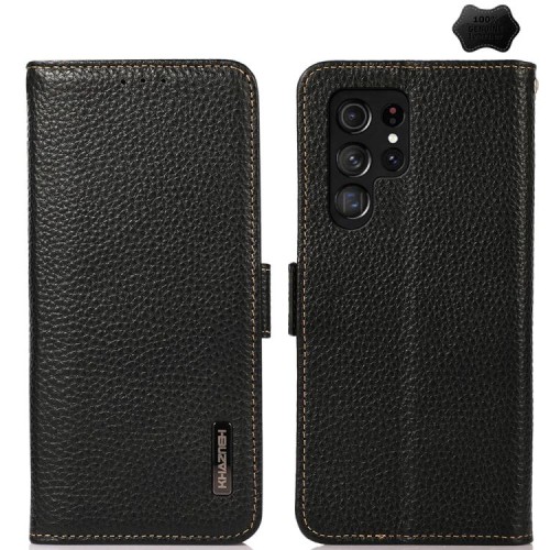 KHAZNEH Skórzane Etui Pokrowiec FRID do Samsung Galaxy S26 Ultra czarne