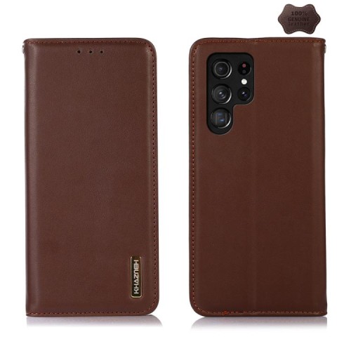 KHAZNEH Skórzane Etui Pokrowiec do Samsung Galaxy S26 Ultra brązowe
