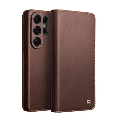 QIALINO Skórzane Matowe Etui do Samsung Galaxy S26 Ultra brązowe