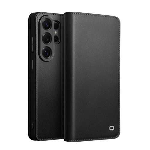 QIALINO Skórzane Matowe Etui do Samsung Galaxy S26 Ultra czarne