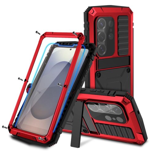 R-JUST Pancerne Etui Antywstrząsowe do Samsung Galaxy S26 Ultra czerwone
