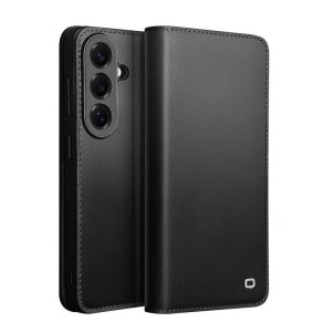 QIALINO Skórzane Matowe Etui do Samsung Galaxy S26 czarne